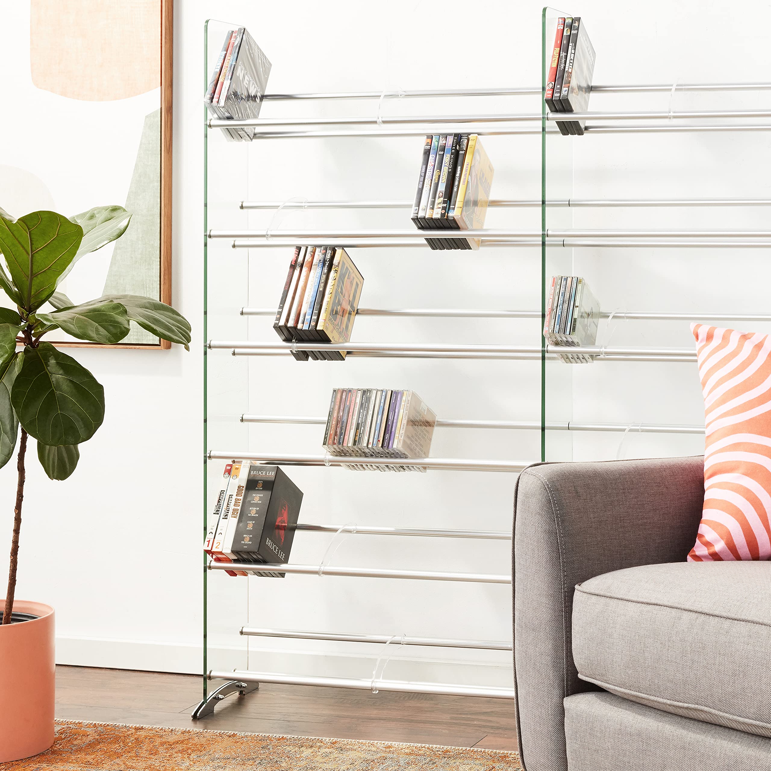 TransDeco Clear/Silver CD/DVD Storage Rack - Holds 792 Discs (Model 552) - Perfect for Organizing Movies, Music & Games in Living Rooms, Offices & Media Centers