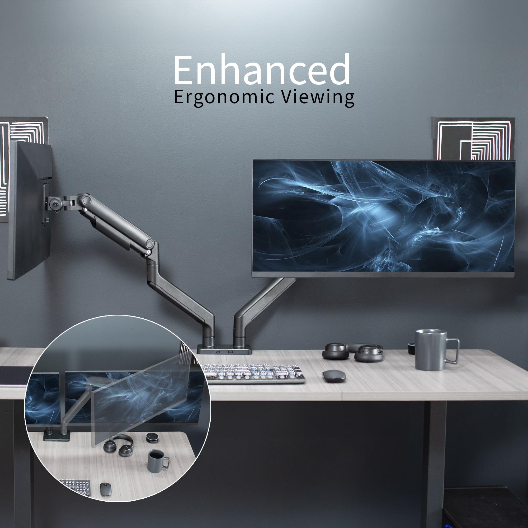 VIVO Heavy Duty Dual Ultra-Wide Monitor Mount Stand for 45 inch Screens up to 44 lbs per Arm - Premium Desk Mount for 2 Ultrawide Monitors, Black (STAND-V200E) - Perfect for Gaming Setup, Home Office, and Multi-Screen Workstations