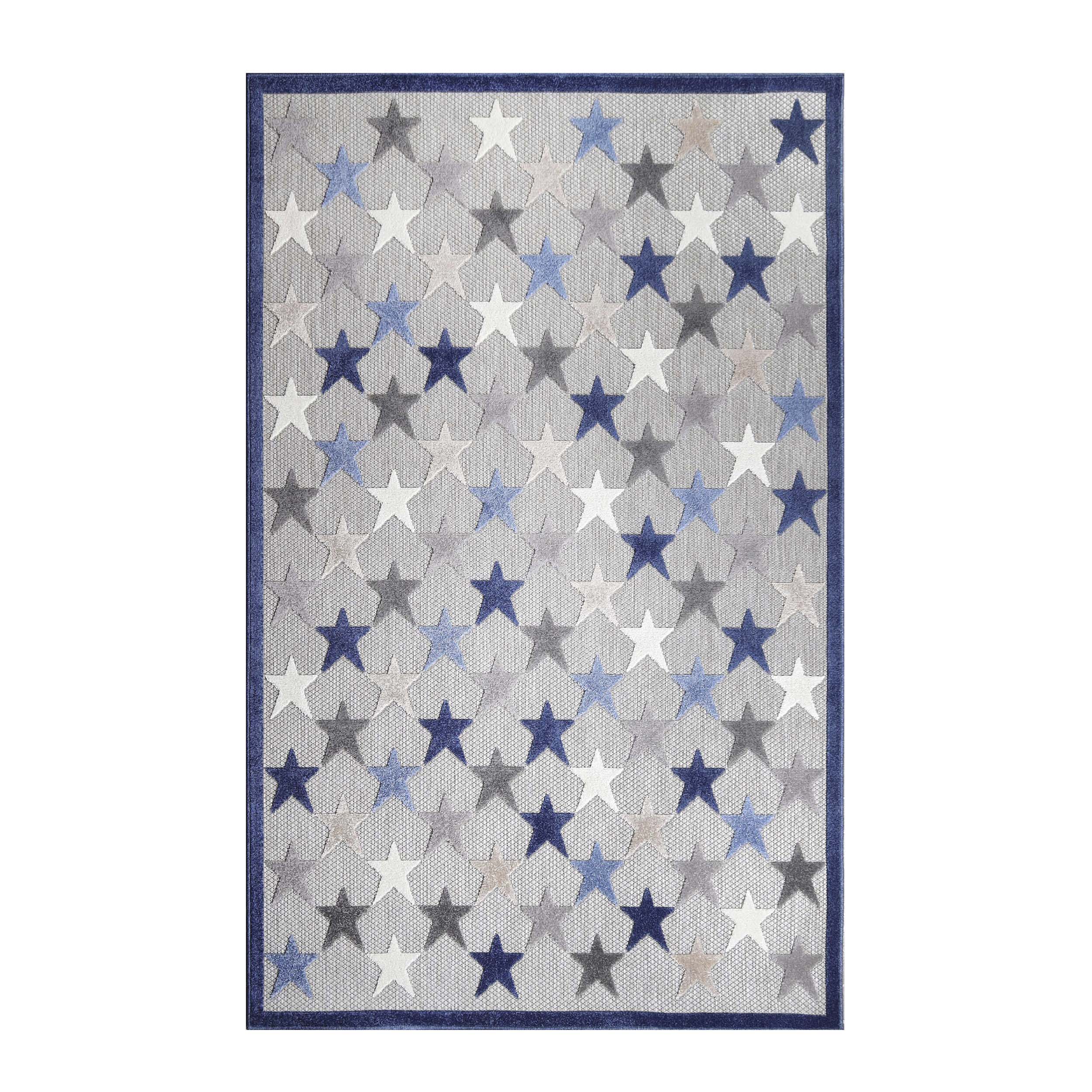 Juniper Modern Stars Area Rug - Soft Indoor/Outdoor Carpet for Living Room, Bedroom, Patio - Non-Slip Decorative Floor Mat for Home & Office