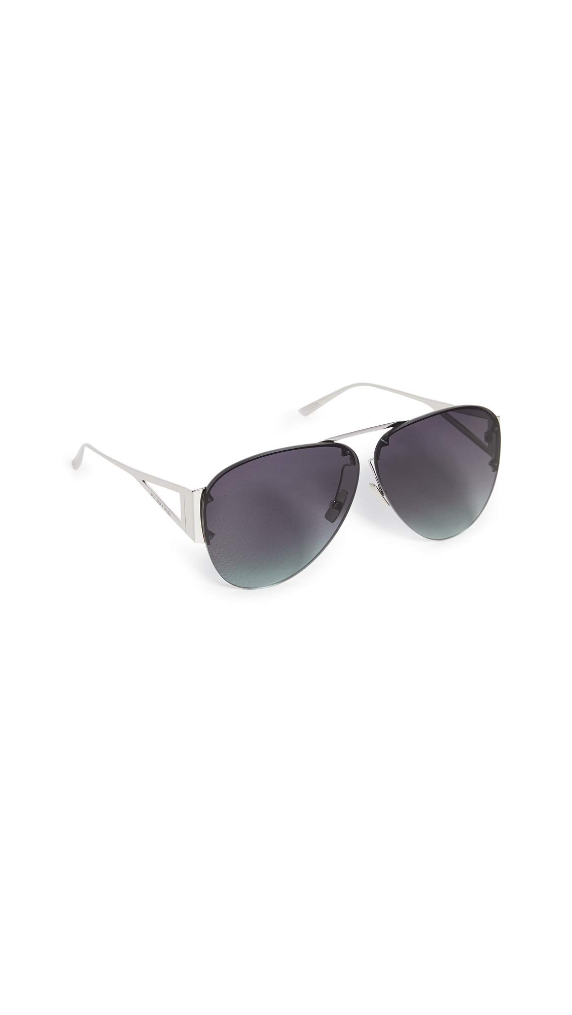 Bottega Veneta Women's Aviator Sunglasses - Silver Frame with Blue Lenses, One Size - Perfect for Driving, Travel & Fashion Accessories