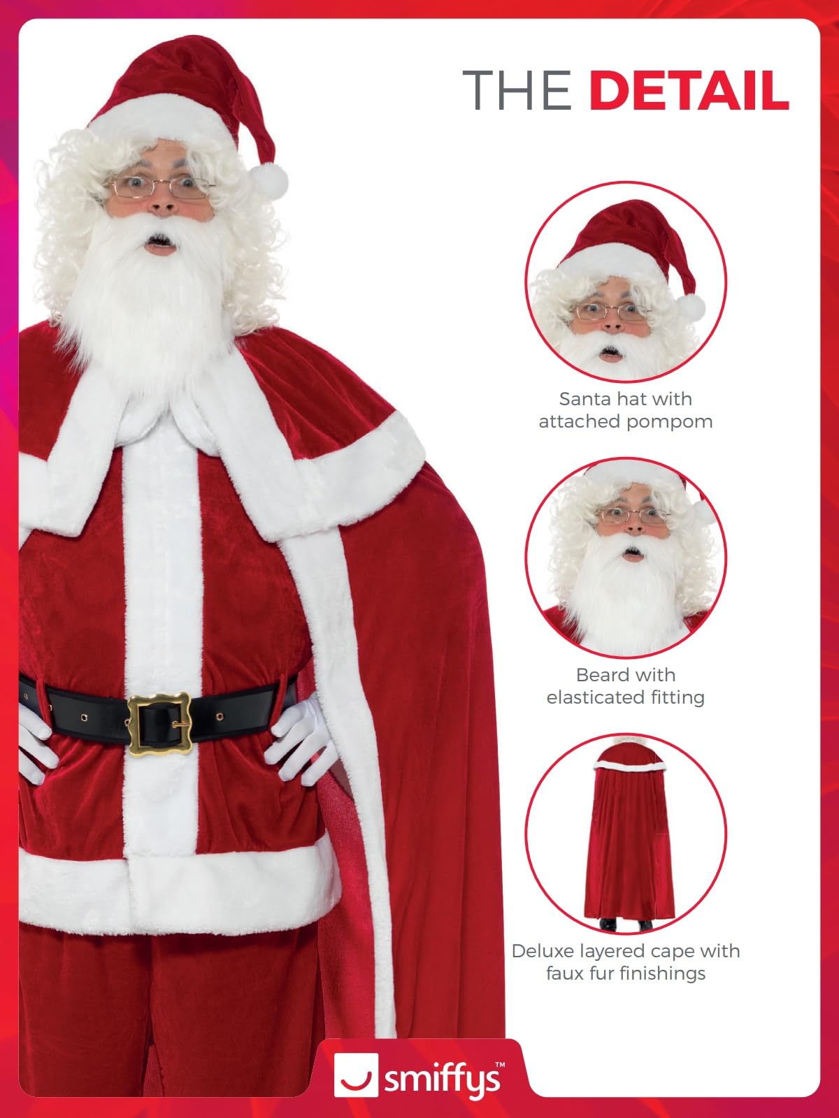 Premium Santa Claus Costume for Men - Deluxe Red Velvet Suit with Matching Pants & Belt | Christmas Party, Holiday Events & Cosplay Costume