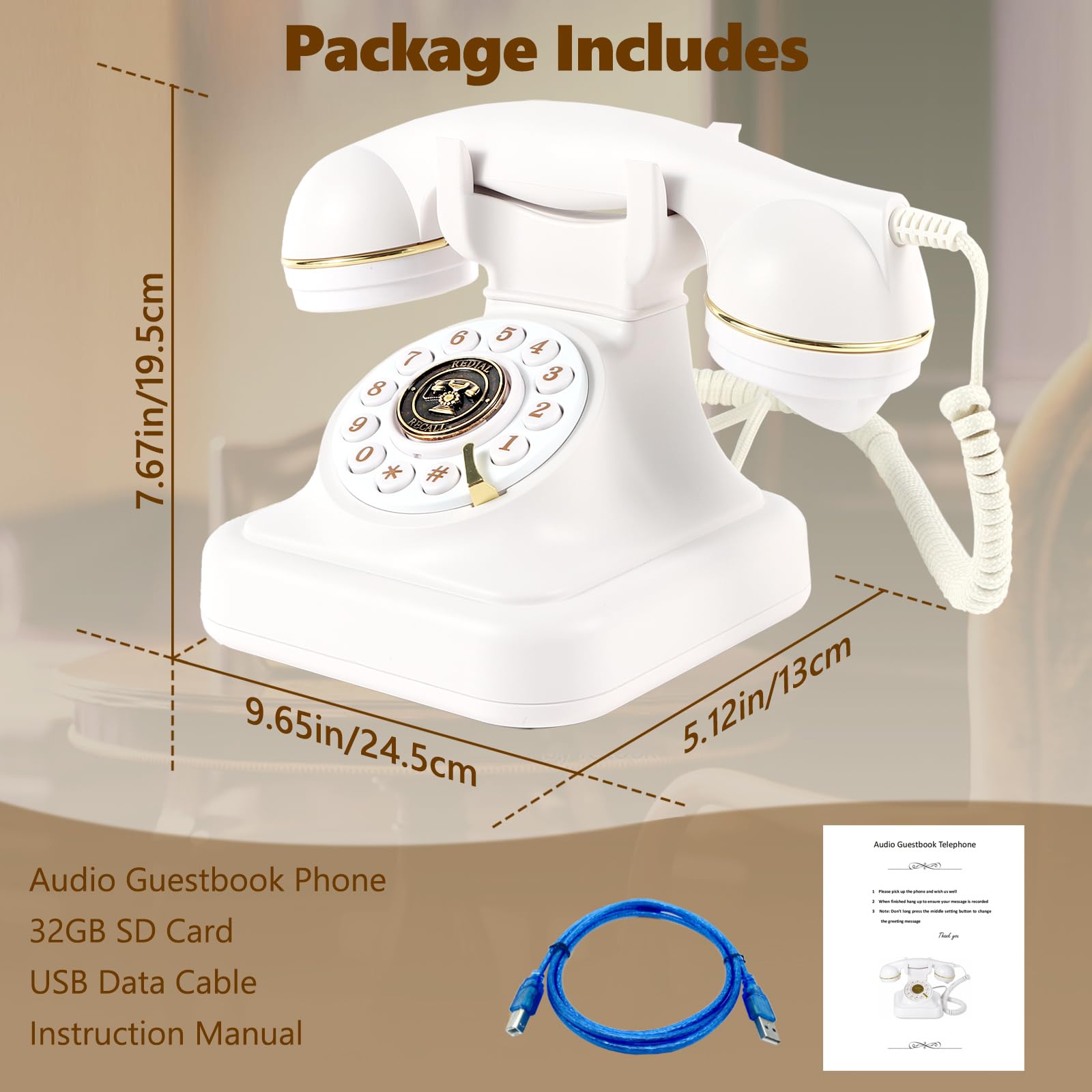 Audio Guest Book Wedding Phone - Record Audio Messages for Guestbook Alternative | Perfect for Weddings, Birthdays, Baby Showers & Anniversaries (White) | Create Lasting Memories with Voice Recordings at Special Events