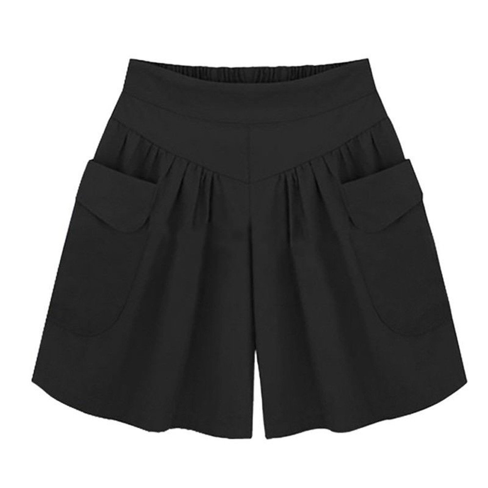 **Women's Summer Casual Shorts - Loose Fit Plus Size with Pockets - Solid Color Comfortable Pants for Outdoor Activities & Travel**