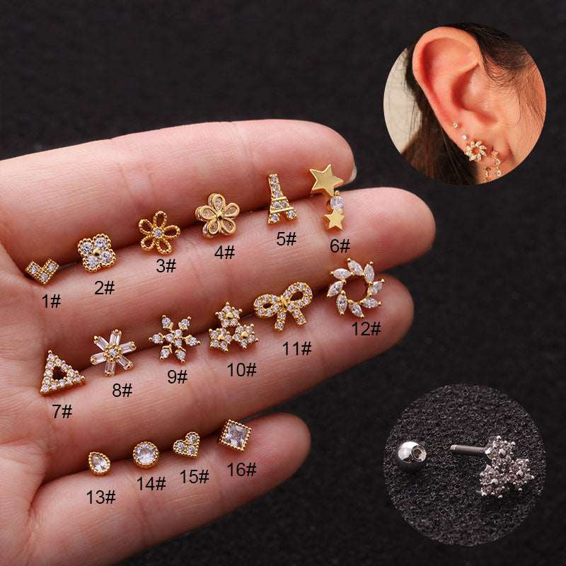 16G Small Tower Heart Upper Lobe Piercings - Dainty Cartilage Earrings for Women | Perfect for Everyday Wear, Date Nights & Special Occasions | HSPJ1985