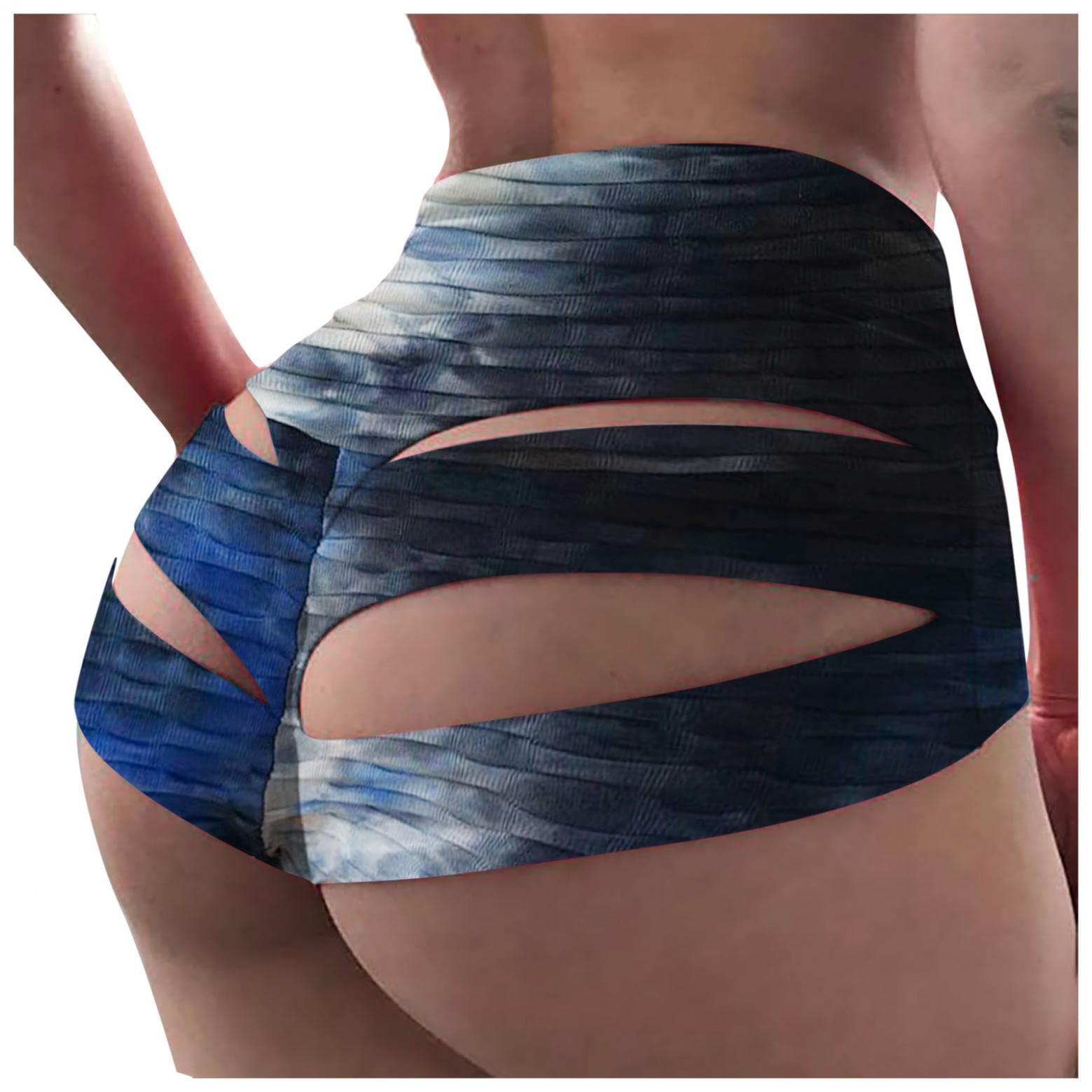 Handyulong Women's High Waist Scrunch Butt Lifting Yoga Shorts - Cut Out Design Workout Hot Pants for Running, Gym & Summer Fashion