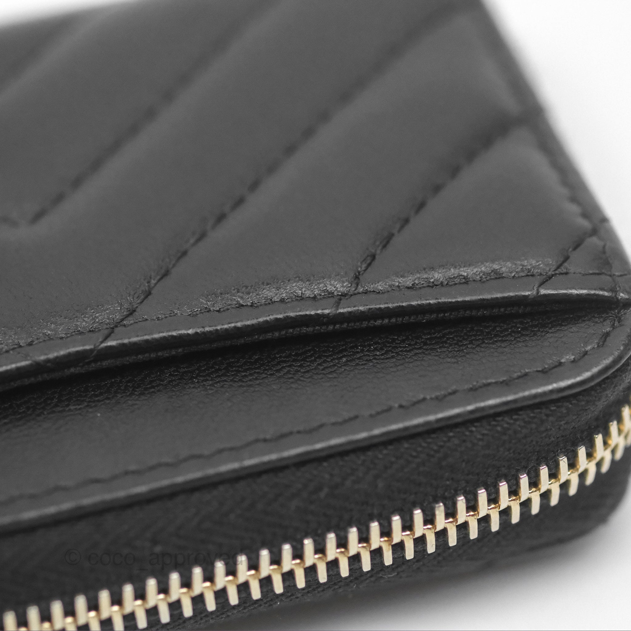 Chanel Chevron Zipped Coin Purse - Black Lambskin with Gold Hardware | Luxury Small Wallet for Women | Perfect for Parties, Travel & Everyday Use