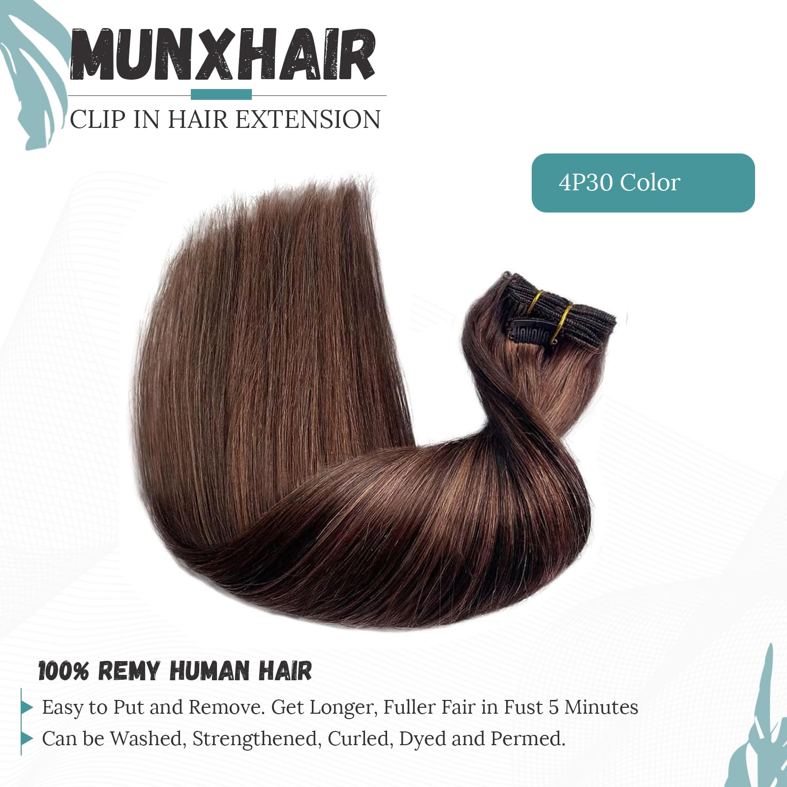 70g Clip-in Human Hair Extensions - Brown Balayage with Blonde Highlights, Double Weft Silky Straight Remy Hair (7Pcs, 18inch) for Volume & Length - Perfect for Parties, Weddings & Daily Styling