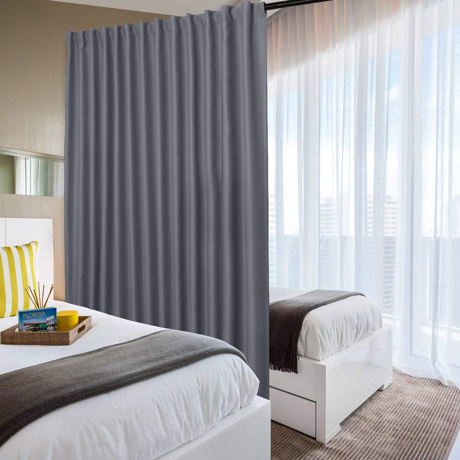 DWCN Blackout Grey Curtains Set - Rod Pocket Design for Patio Sliding Doors - 1 Panel 38x45 Inches & 1 Panel 100x96 Inches - Light Blocking, Privacy & Thermal Insulation - Perfect for Living Room, Bedroom or Home Office