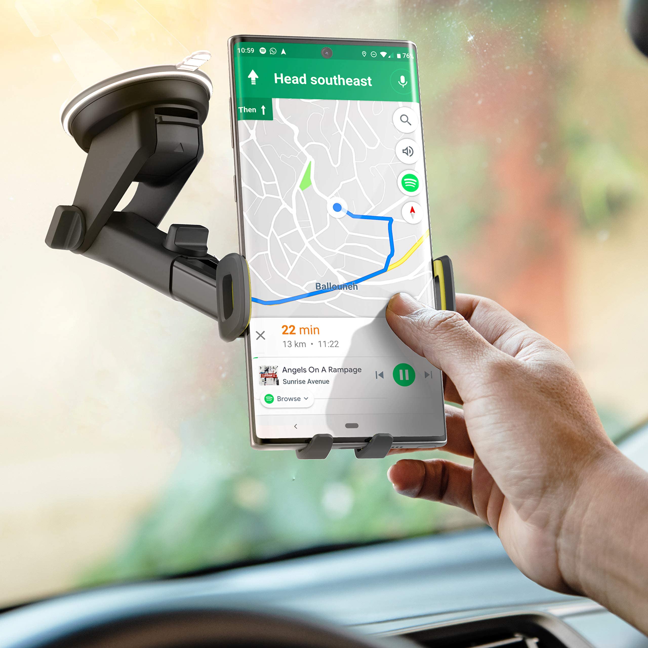 Universal Car Phone Mount for iPhone 11/12/13/14 Pro Max - Dashboard & Windshield Cell Phone Holder with Case Compatibility - Perfect for Hands-Free Navigation, GPS Tracking & Safe Driving
