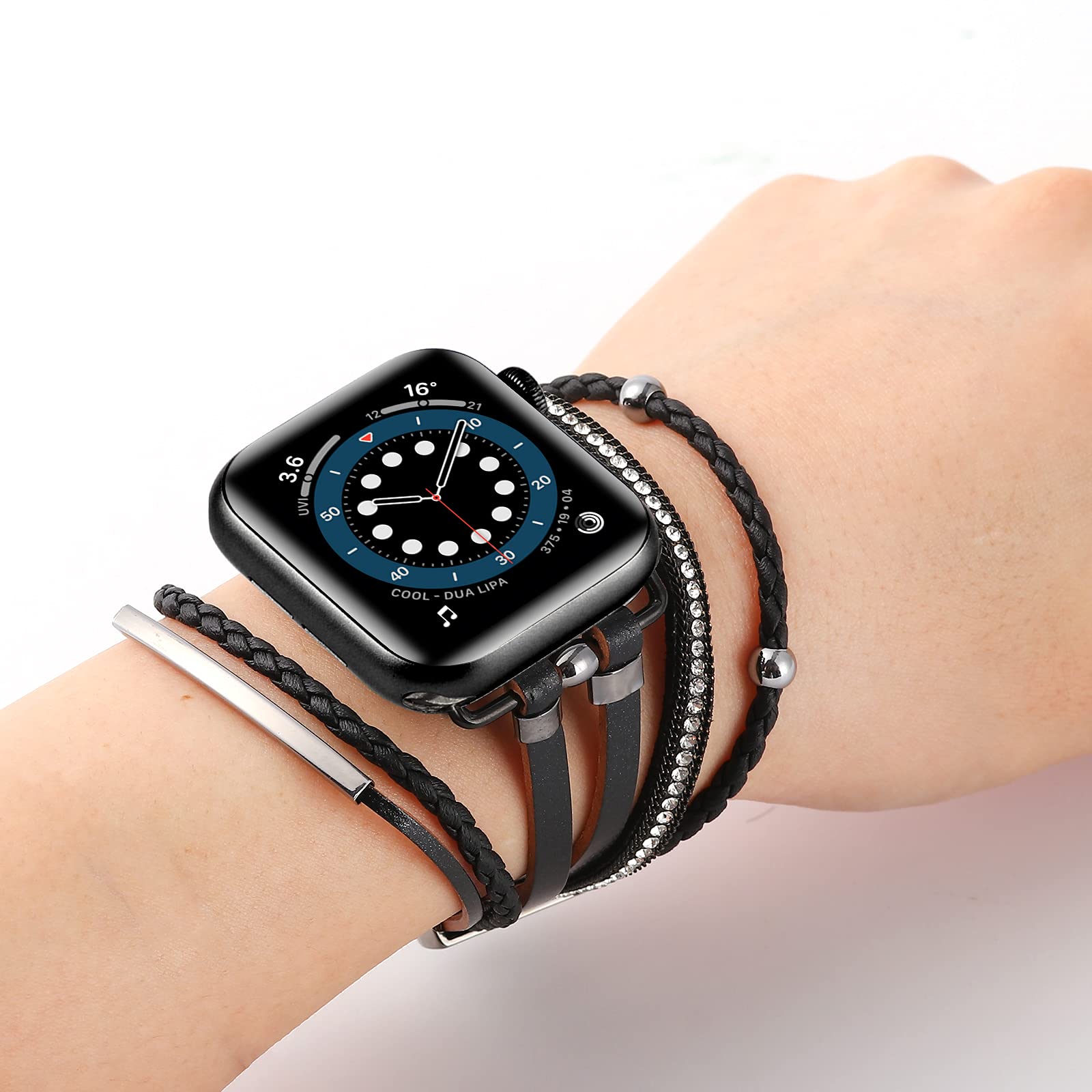 WONMILLE Genuine Leather Bands for Apple Watch 41mm 40mm 38mm 45mm 44mm 42mm 49mm - Boho Bracelet Strap Compatible with iWatch Series Ultra/10/9/8/7/6/5/4/3/2/1/SE - Stylish Multilayer Wrap Design for Women | Perfect for Work, Gym & Everyday Fashion Accessory