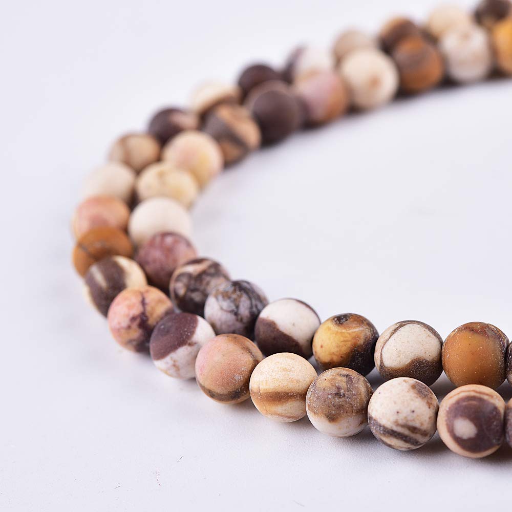48PCS 8mm Natural Matte Australian Jasper Beads - Round Frosted Gemstone Loose Beads for DIY Jewelry Making (15