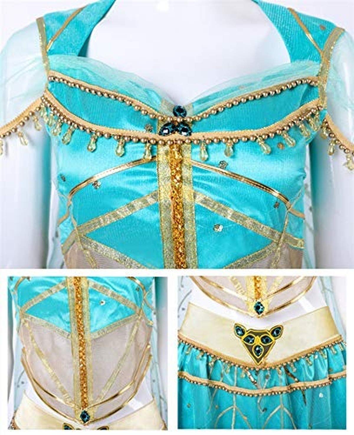 Arab Princess Jasmine Cosplay Costume Peacock Dress & Skirt Set for Adults - Halloween, Cosplay, Theme Parties & Renaissance Fairs
