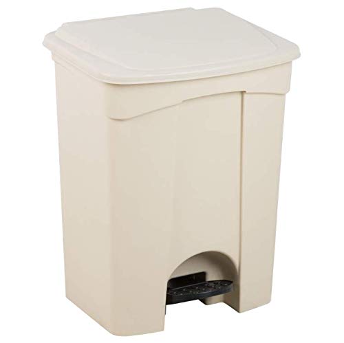 12 Gallon (45 Liters) Hands-Free Foot Pedal Trash Can - Beige Rectangular Waste Bin with Free Trash Bags | Ideal for Kitchen, Bathroom, Office, Restaurant, Hotel, School & Healthcare Facilities | Durable & Hygienic Solution for Home & Commercial Use