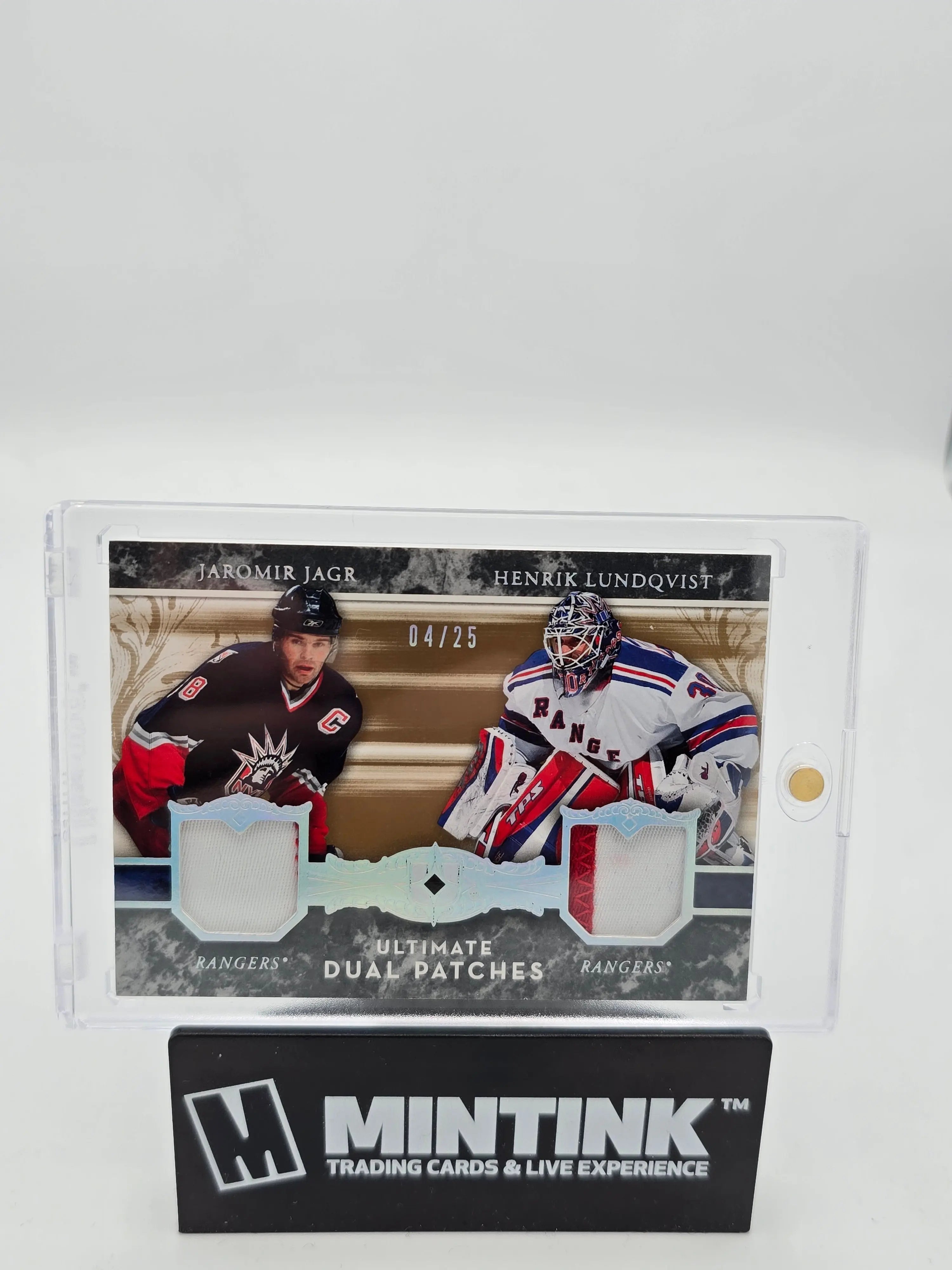 2006-07 Upper Deck Ultimate Collection Jaromir Jagr & Henrik Lundqvist Dual Patch Autograph /25 - Rare Hockey Memorabilia for Collectors & Fans - Perfect for Display, Auctions & Sports Memorabilia Collections