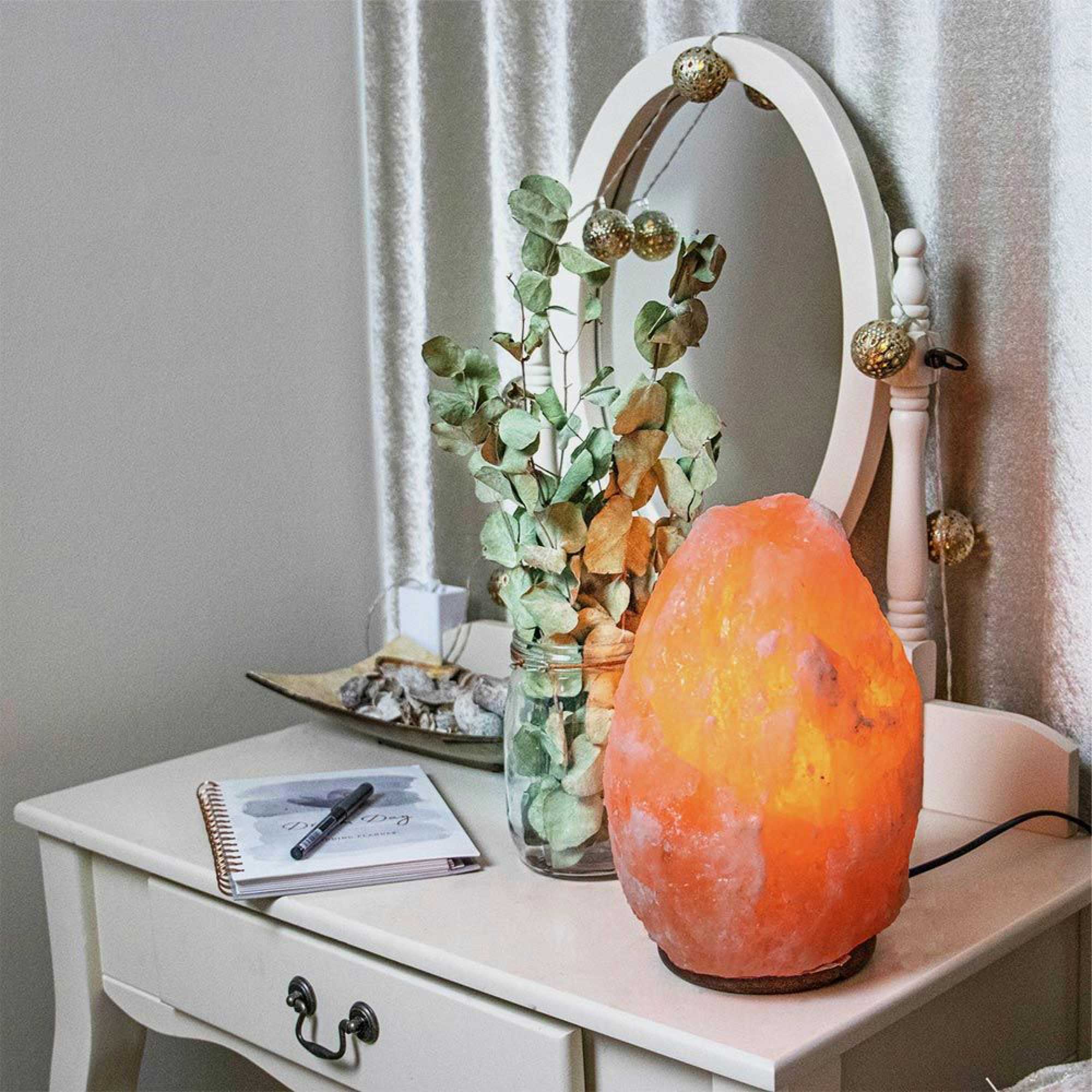 12V 12W Himalayan Pink Salt Lamp - Natural Rock Crystal Night Light with On/Off Switch (1.2 kg) - Perfect for Bedroom, Yoga Room & Meditation Space