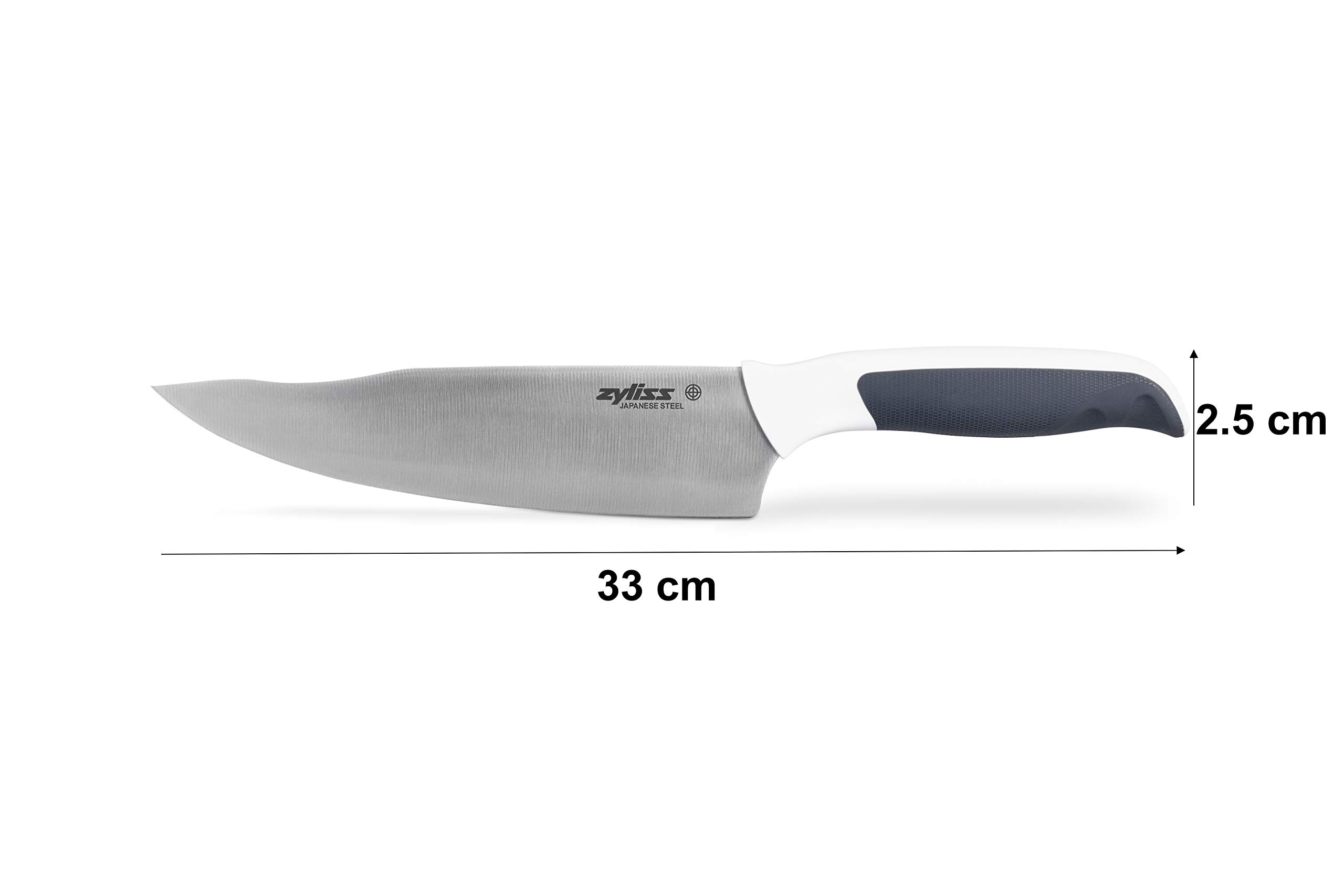 Zyliss Comfort Chef Knife 7.25 Inch - Premium Japanese Stainless Steel Blade with Non-Slip Ergonomic Handle - Includes Protective Cover - Professional Kitchen Knife for Chopping, Slicing & Dicing - Dishwasher Safe - Ideal for Home Cooks & Professional Chefs