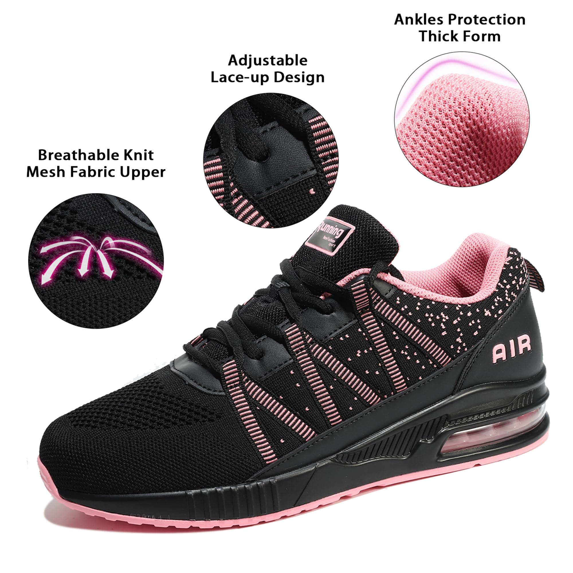 Soulsfeng Women's Air Cushion Running Shoes - Lightweight Breathable Workout Tennis Walking Sneakers for Women - Size US 3.5-11.5 - Perfect for Gym, Jogging & Casual Wear