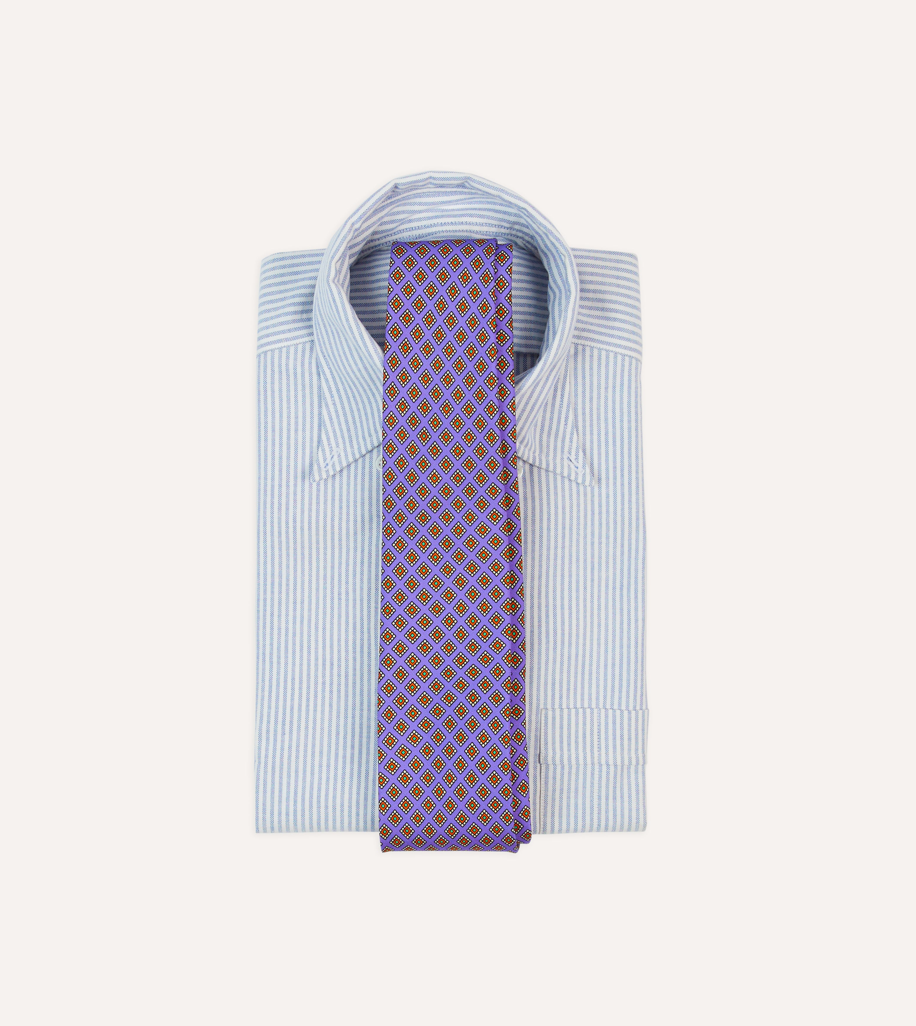 Elegant Purple Square Medallion Self-Tipped Silk Tie for Men - Perfect for Weddings, Business Meetings & Formal Events