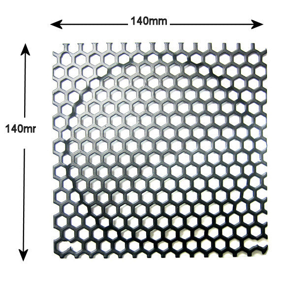 Black 140mm Mesh Grill with 6mm Honeycomb Holes - Perfect for PC Case Modding, Speaker Grills, and DIY Ventilation Projects