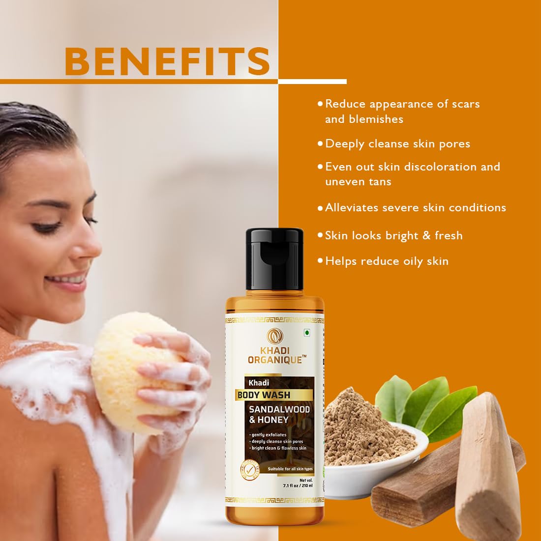 Khadi Organique Lavender & Neroli Bath Oil with Sandalwood & Honey Body Wash Combo | Organic Body Care Set for Dry Skin | Relaxing Bath & Shower Routine for Spa Day at Home