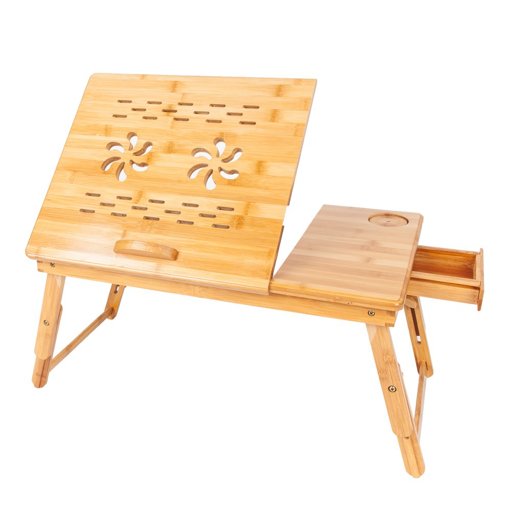 53cm Adjustable Wooden Computer Desk with Cup Holder - Ergonomic Home Office Desk for Work, Study, and Gaming - Perfect for Small Spaces & Dorm Rooms