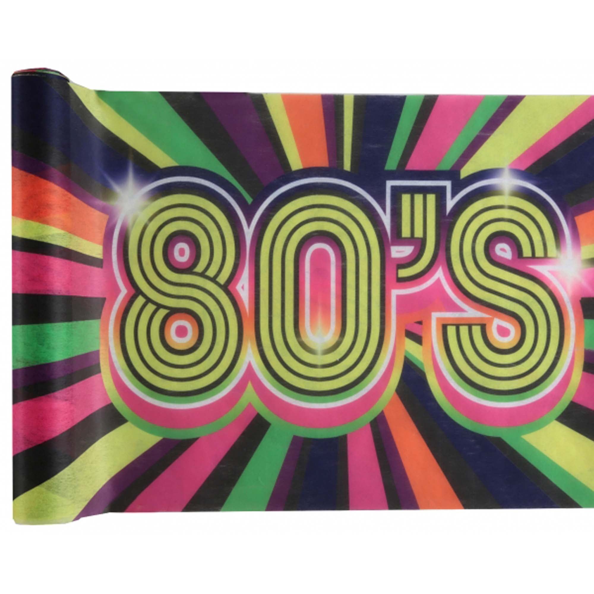 Vintage 80's Style Multicolor Table Runner - 197 Inches Long, 1 Count - Perfect for Retro Dining Room Decor, Party Table Setting & Holiday Celebrations