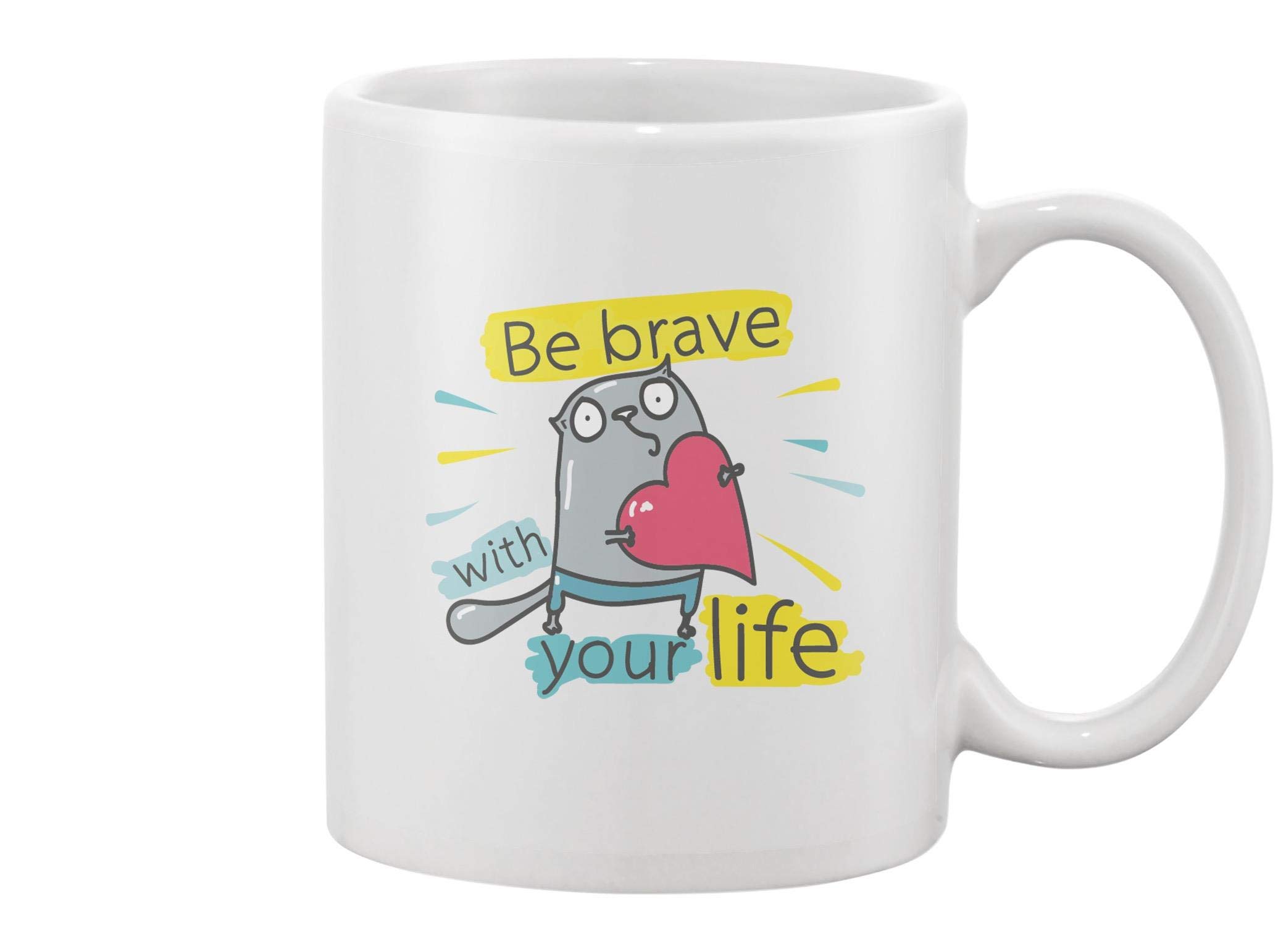 Funny Cat with Heart Coffee Mug - Cute Ceramic Tea Cup for Cat Lovers - Perfect Gift for Birthday, Christmas & Office Use