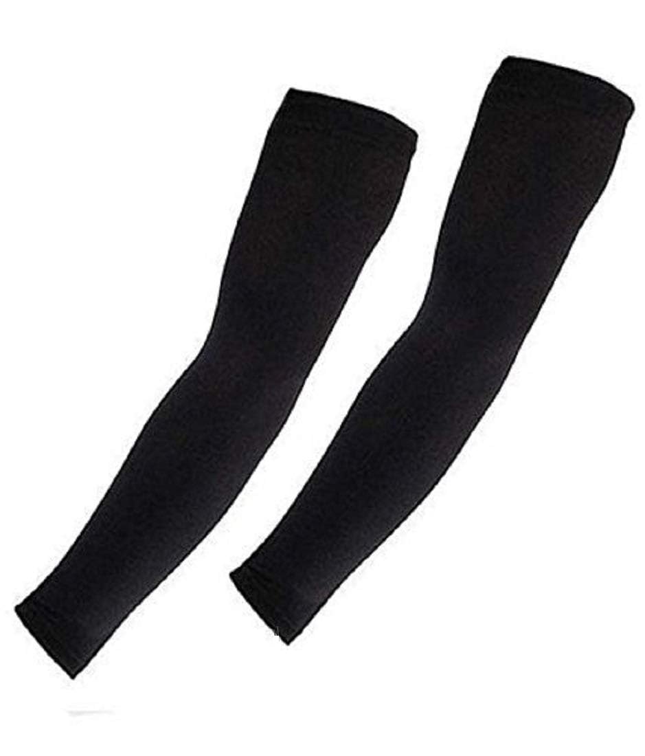 KMSRV Fingerless UV Protection Arm Sleeves & Sun Gloves for Men Women - Breathable Cotton SPF50+ Sunblock Hand Socks (Black, 1 Pair) - Perfect for Driving, Golfing, Cycling & Outdoor Activities