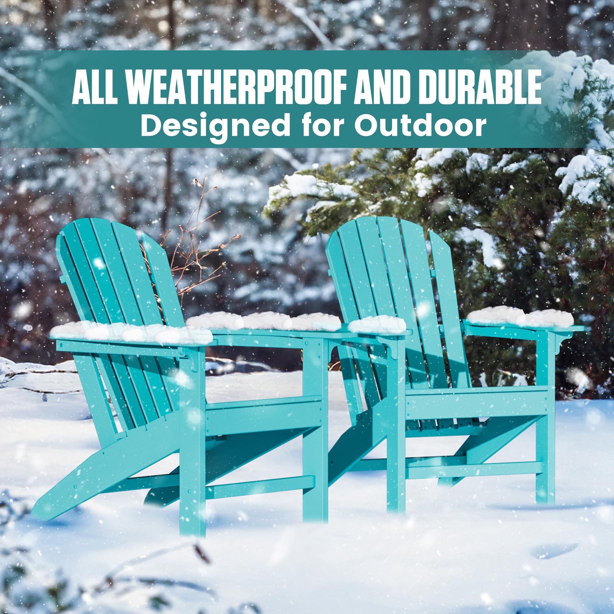 Durable HDPE Adirondack Chair - Weather-Resistant Outdoor Patio Furniture for Yard, Porch, Garden, Deck & Pool - Light Blue Comfortable Lawn Seating for Relaxing in Sun or Shade