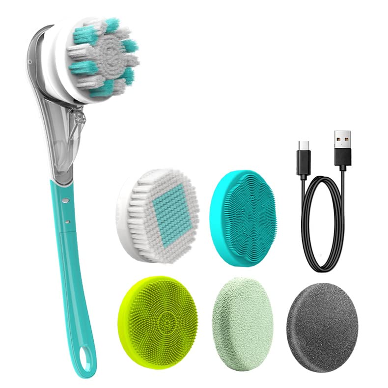 Electric Body Brush for Exfoliation & Massage - Rechargeable & Waterproof (Blue) | Perfect for Dry Brushing, Cellulite Reduction & Skin Renewal at Home or Spa