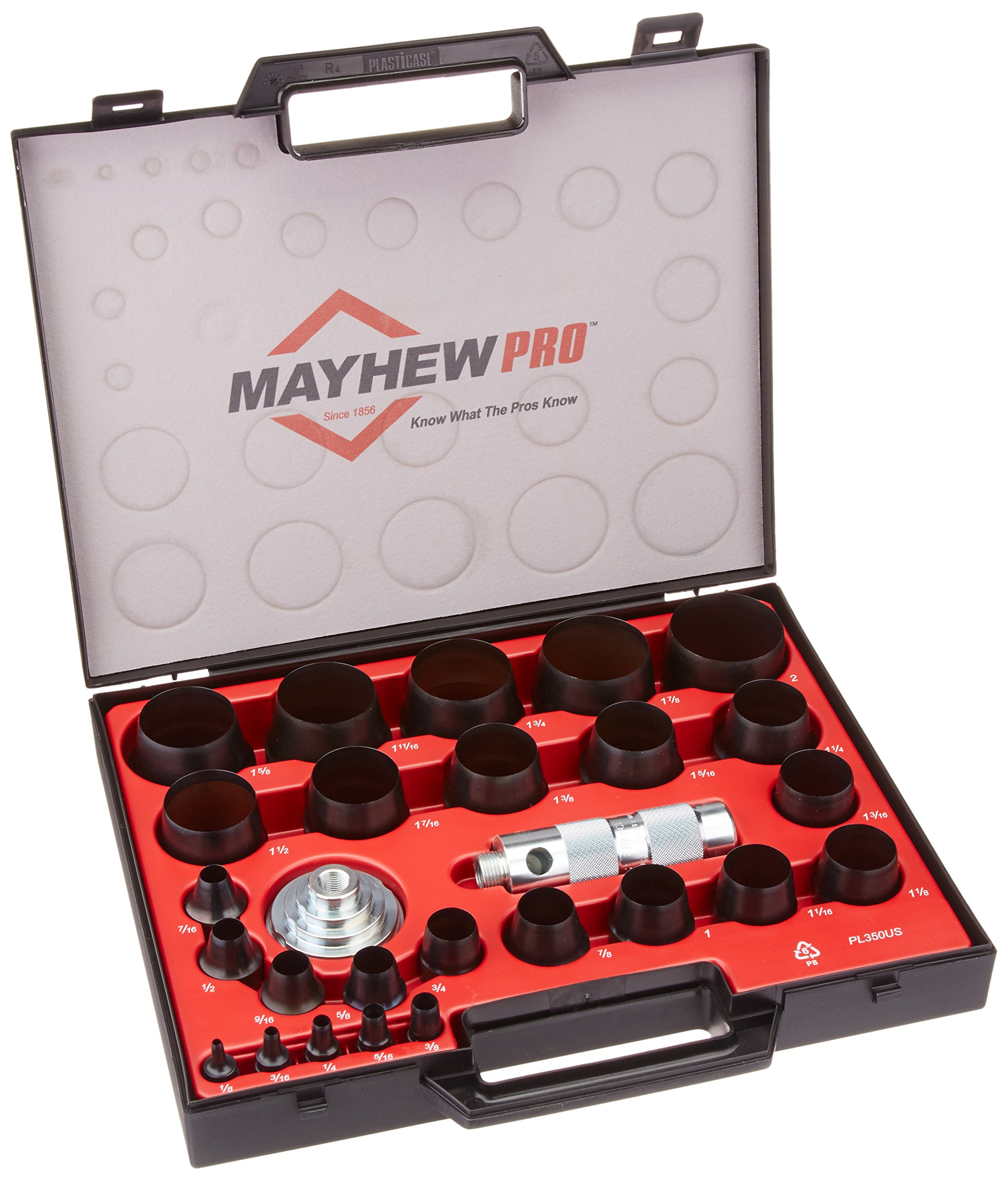 Mayhew Tools 66002 27-Piece Hollow Punch Set - Professional Metalworking & Leather Crafting Tools for DIY Projects and Industrial Use