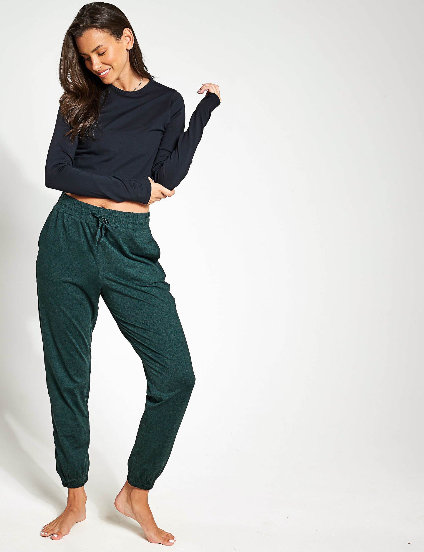 ReSet Jogger Pants for Women - Soft Moss Green Athletic Lounge Pants - Comfortable Stretchy Workout & Yoga Pants for Running, Travel & Casual Wear