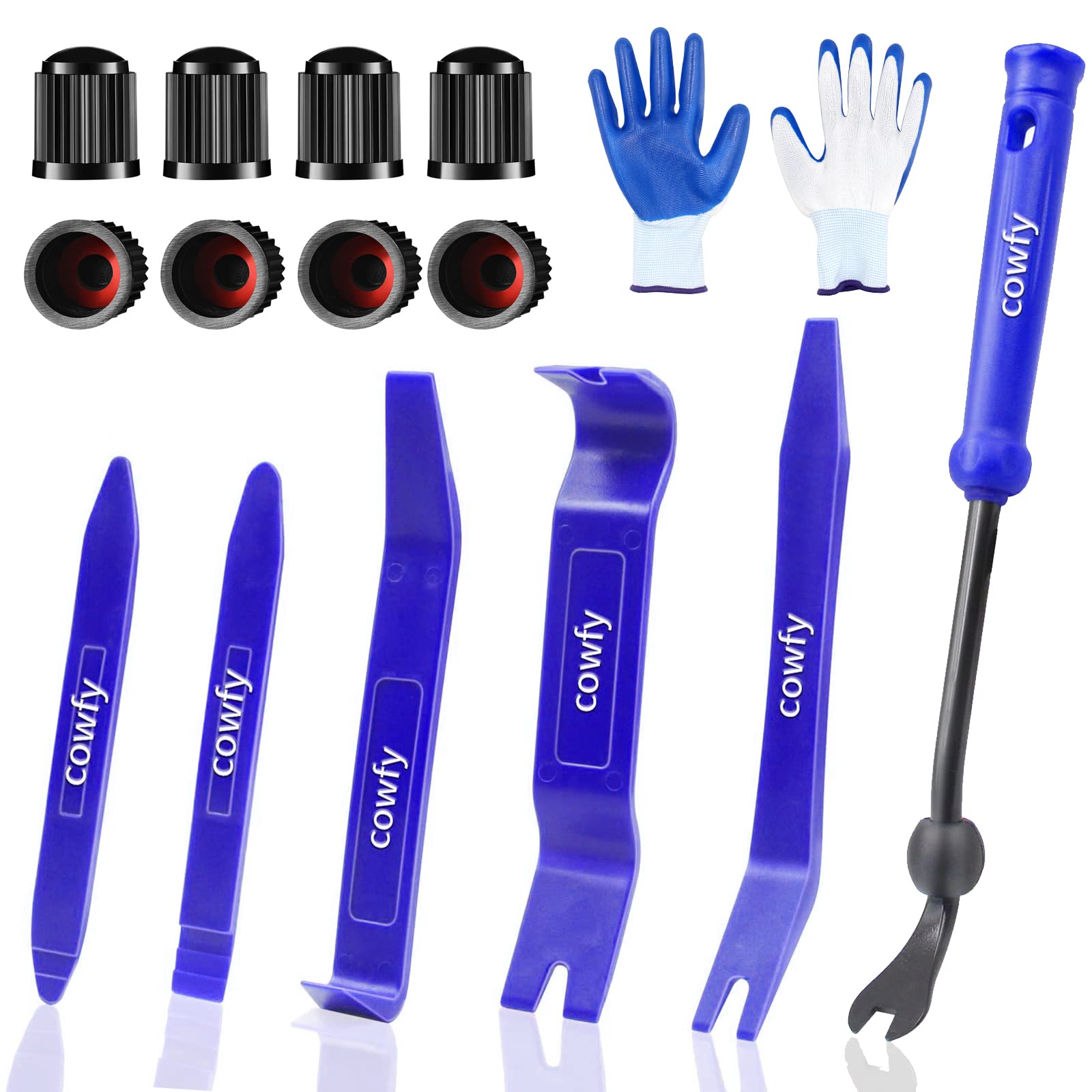 Cowfy 16-Piece Auto Trim Removal Tool Kit - Plastic Pry Tools for Car Dashboards, Door Panels, Window Molding & Audio Clip Fastener Removal - Perfect for Car Interior Repair & DIY Auto Detailing