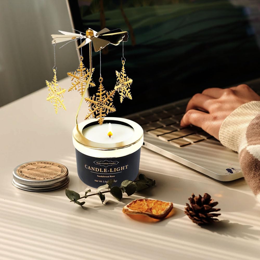 Kelly's Custom Rotatable Snowflake Candles - Unique Birthday Gifts for Women, Wife, Mom & Colleagues | Perfect for Christmas, Anniversary & Thanksgiving | Home Decor & Romantic Gift Idea