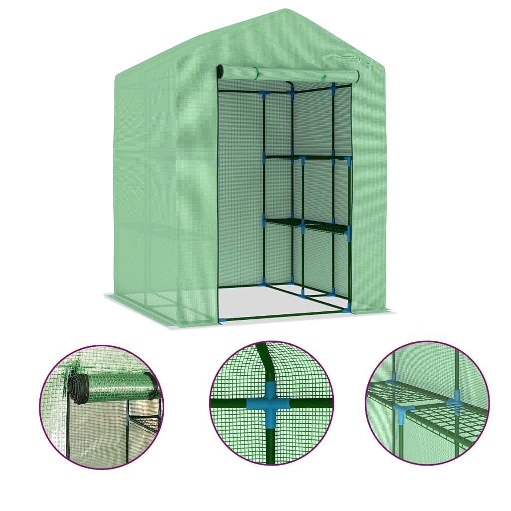 Sturdy Steel Pipe Frame Greenhouse with Shelves - 56.3