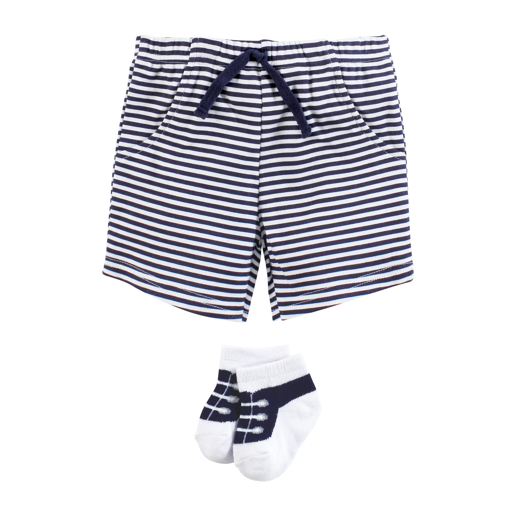 Hudson Baby Unisex Bodysuit Outfit Set - Short Sleeve Romper & Socks - 