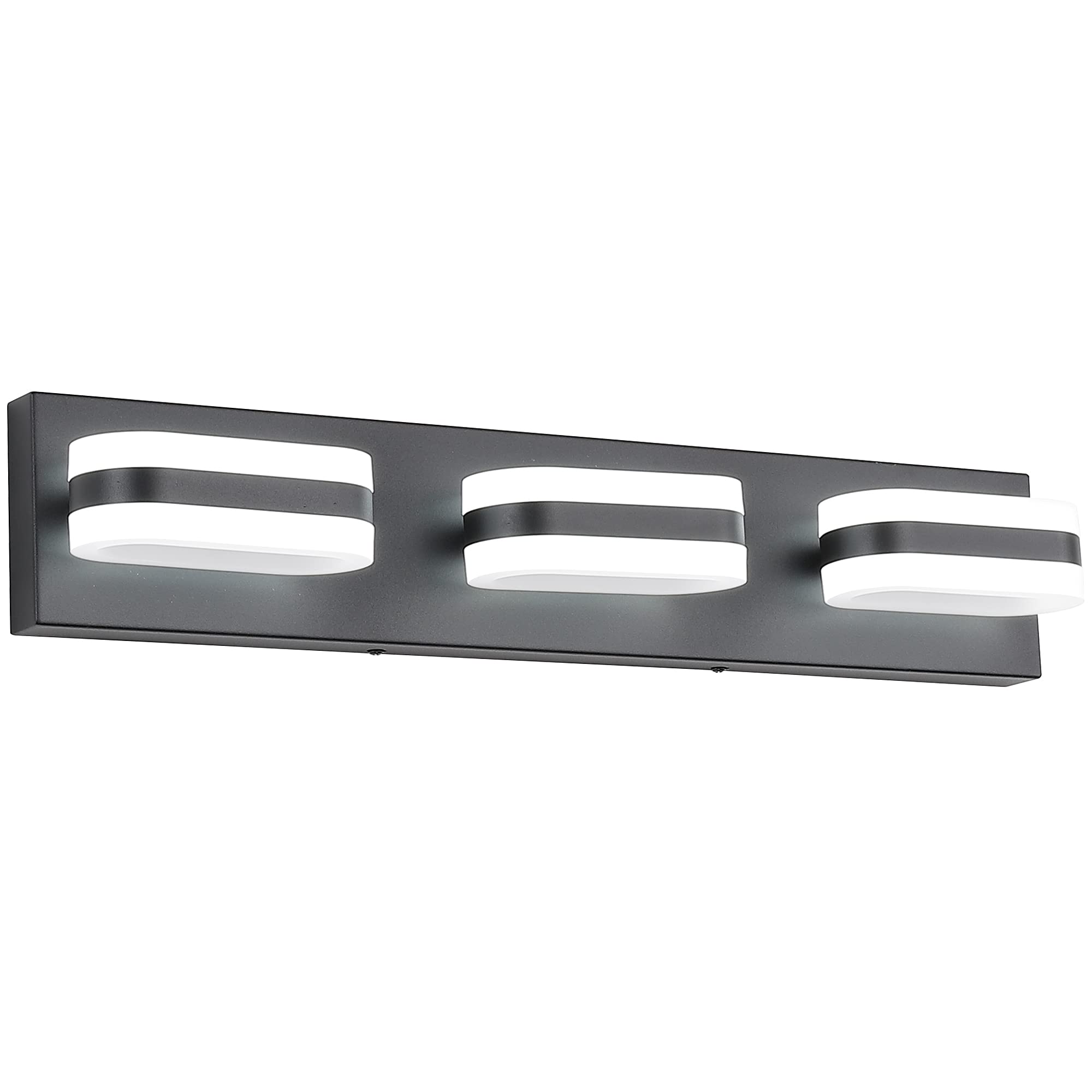 PRESDE 3-Light Modern Black Dimmable LED Bathroom Vanity Light Fixture - Over Mirror Wall Lighting (Cool White 6000K) for Bathroom, Powder Room & Dressing Area