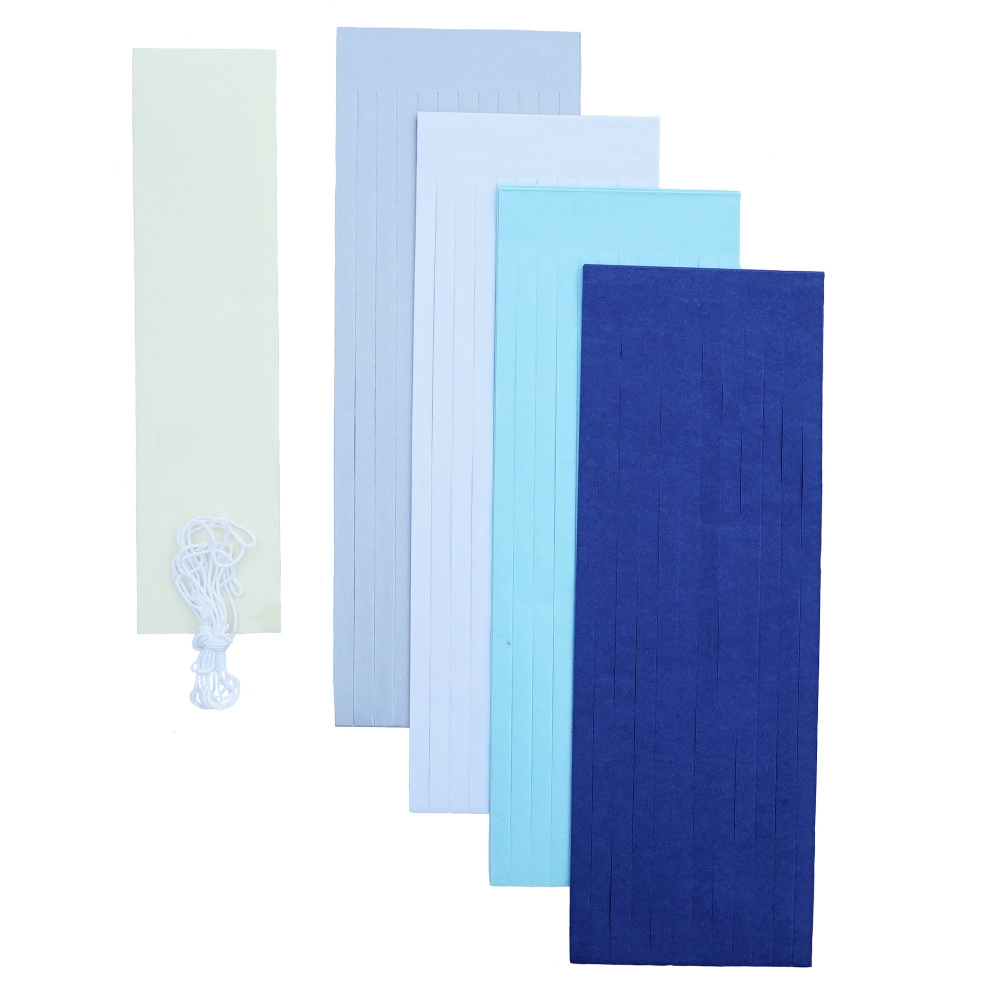 DIY Tissue Paper Tassel Garland - 40 Count (2 Pack) Blue Navy White Silver Party Decorations for Birthday, Wedding, Baby Shower & Holiday Celebrations