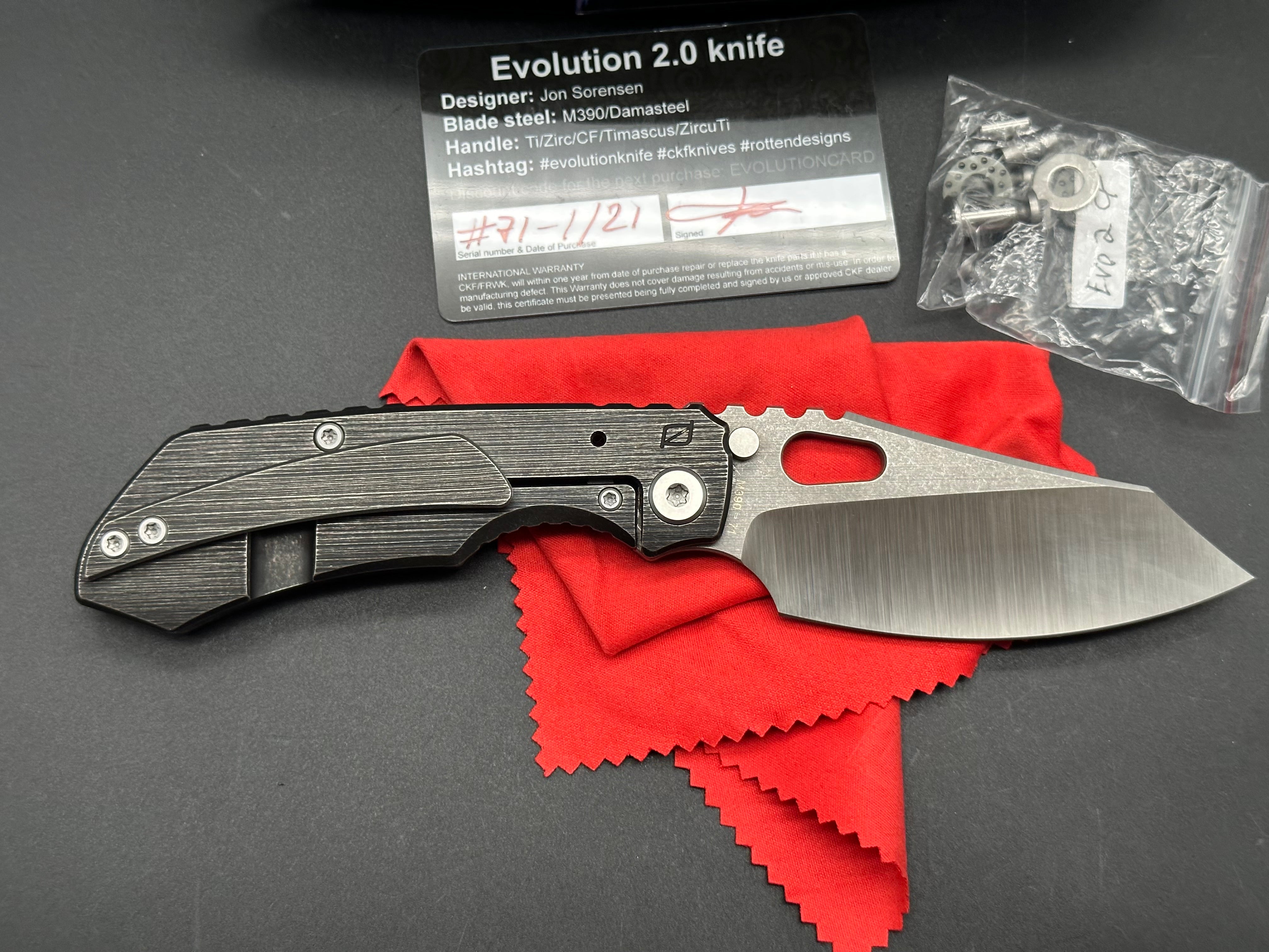 CKF Custom Knife Factory Evolution 2.0 CF #71 - Premium Folding Pocket Knife with Carbon Fiber Handle - Perfect for EDC, Outdoor Adventures & Collectors