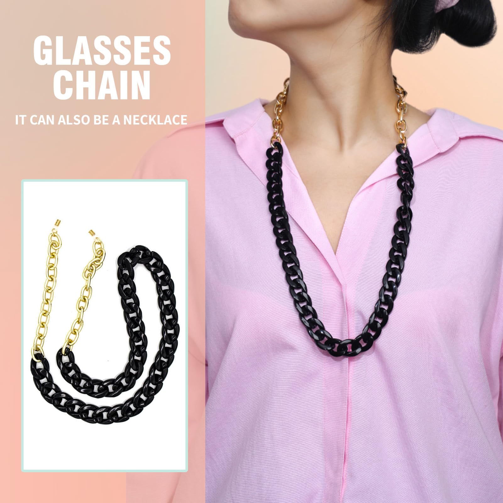 Fashionable Acrylic Eyeglass Chain for Women - Stylish Sunglasses Holder & Mask Lanyard - Perfect for Reading, Driving, and Outdoor Activities