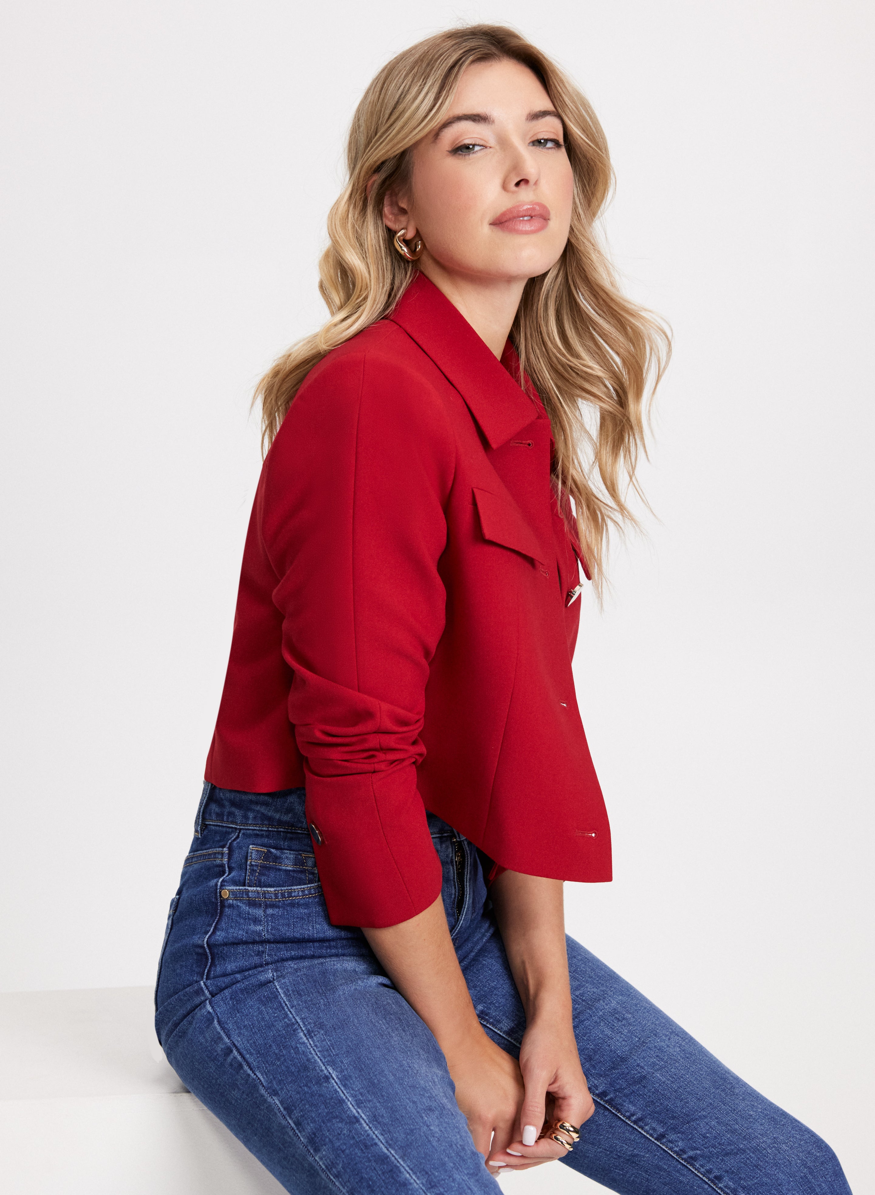 Women's Cropped Button Down Jacket - Stylish Denim Shirt Jacket for Spring & Fall | Casual Outfit Essential for Streetwear & Layering