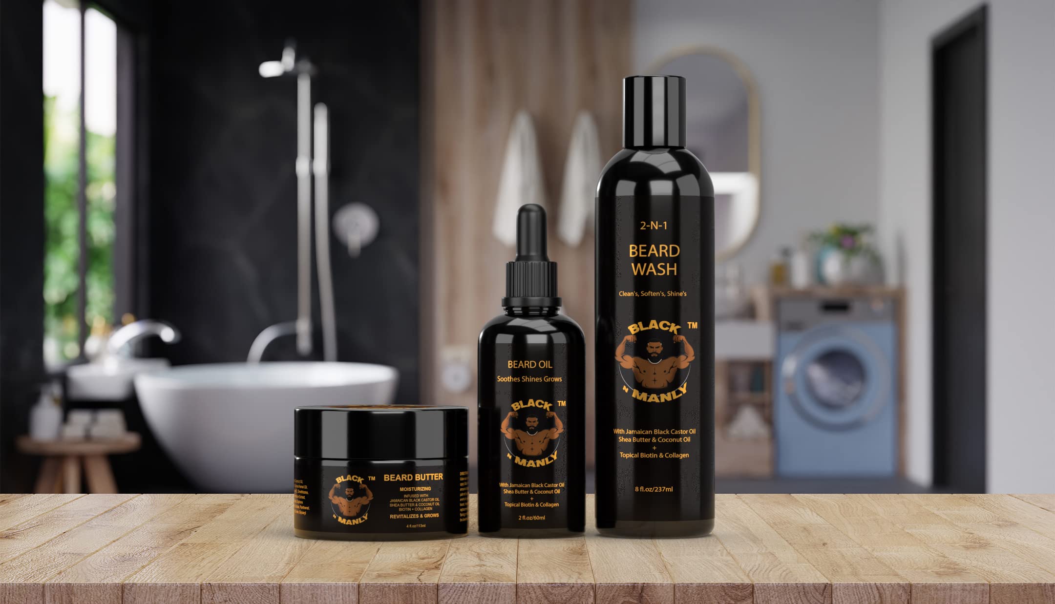 BLACK N MANLY 2-in-1 Beard Wash & Conditioner - 8 fl oz with Biotin & Collagen - Cleans, Shines & Refreshes with Cologne Scent - Natural Oils & Butters for Healthy Facial Hair - Perfect for Daily Grooming & Styling Routines