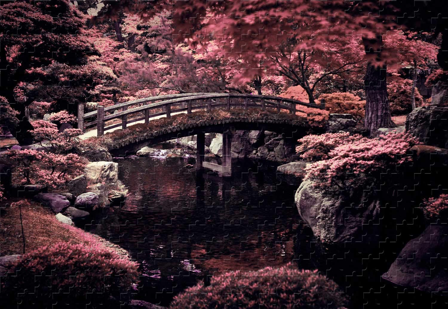 500-Piece Cherry Blossom Bridge Japanese Wooden Jigsaw Puzzle - 20.6 x 15.1 Inches - Perfect for Family Game Night & Stress Relief