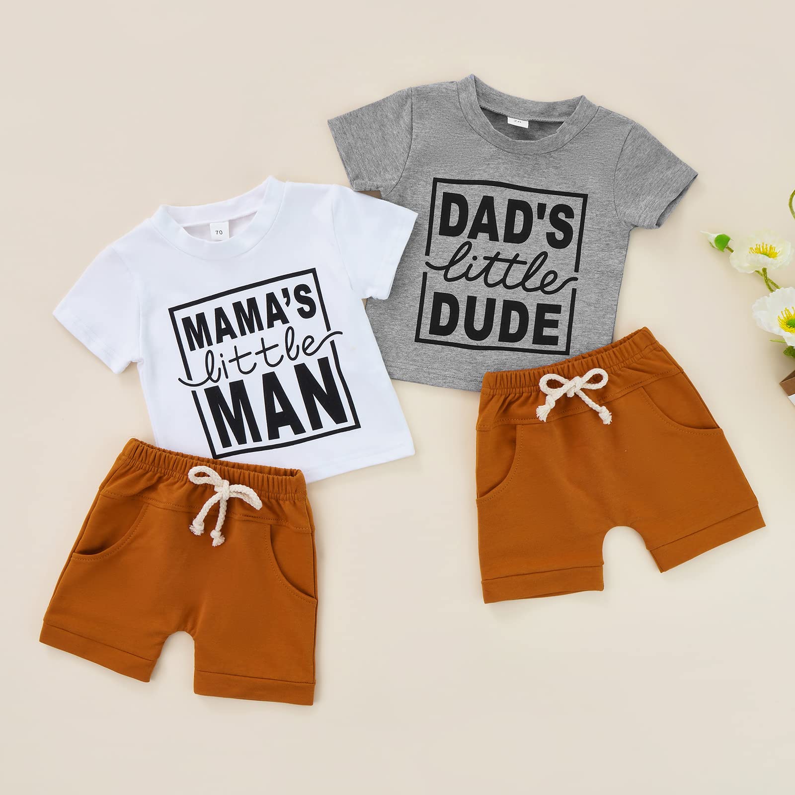 Newborn Baby Boy Clothes Set - Summer Short Sleeve Letter Print T-Shirt & Solid Shorts (3-18 Months) | Cute Casual Outfits for Playdates, Beach Trips & Family Photos