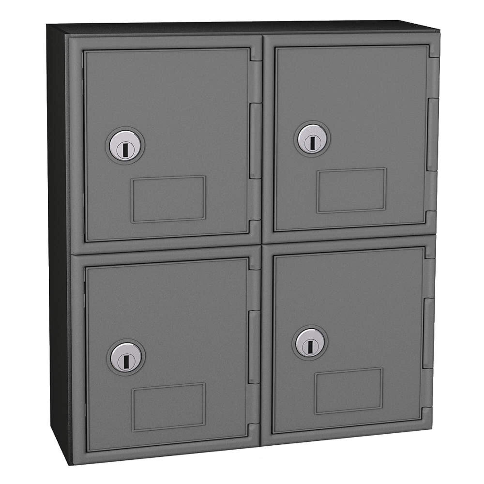 Durable ABS Plastic Personal Storage Lockers with 4 Compartments - Space-Saving Gray Organizer for Home, Office, or School Use