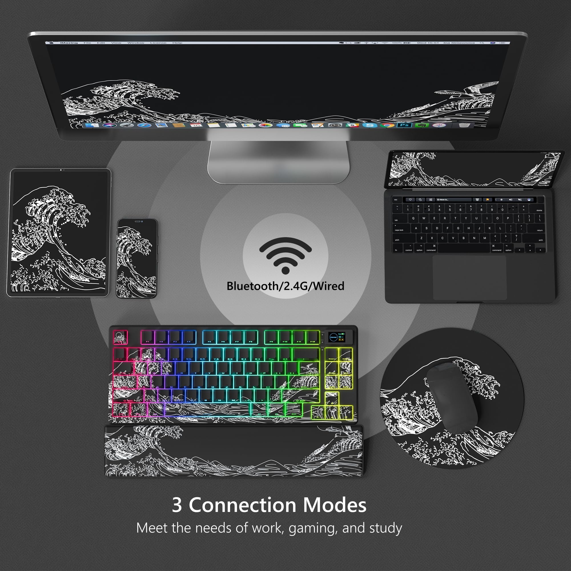Womier SK80 PRO 75% Wireless Mechanical Keyboard - RGB, Hot-Swappable, for Gaming & Office