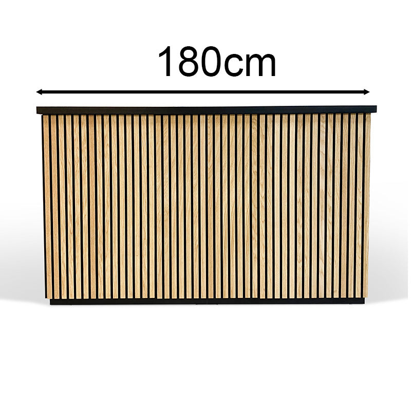 KENTO 180cm Reception Desk - White & Oak Timber Slat Acoustic Panel Office Furniture for Modern Workspace & Lobby