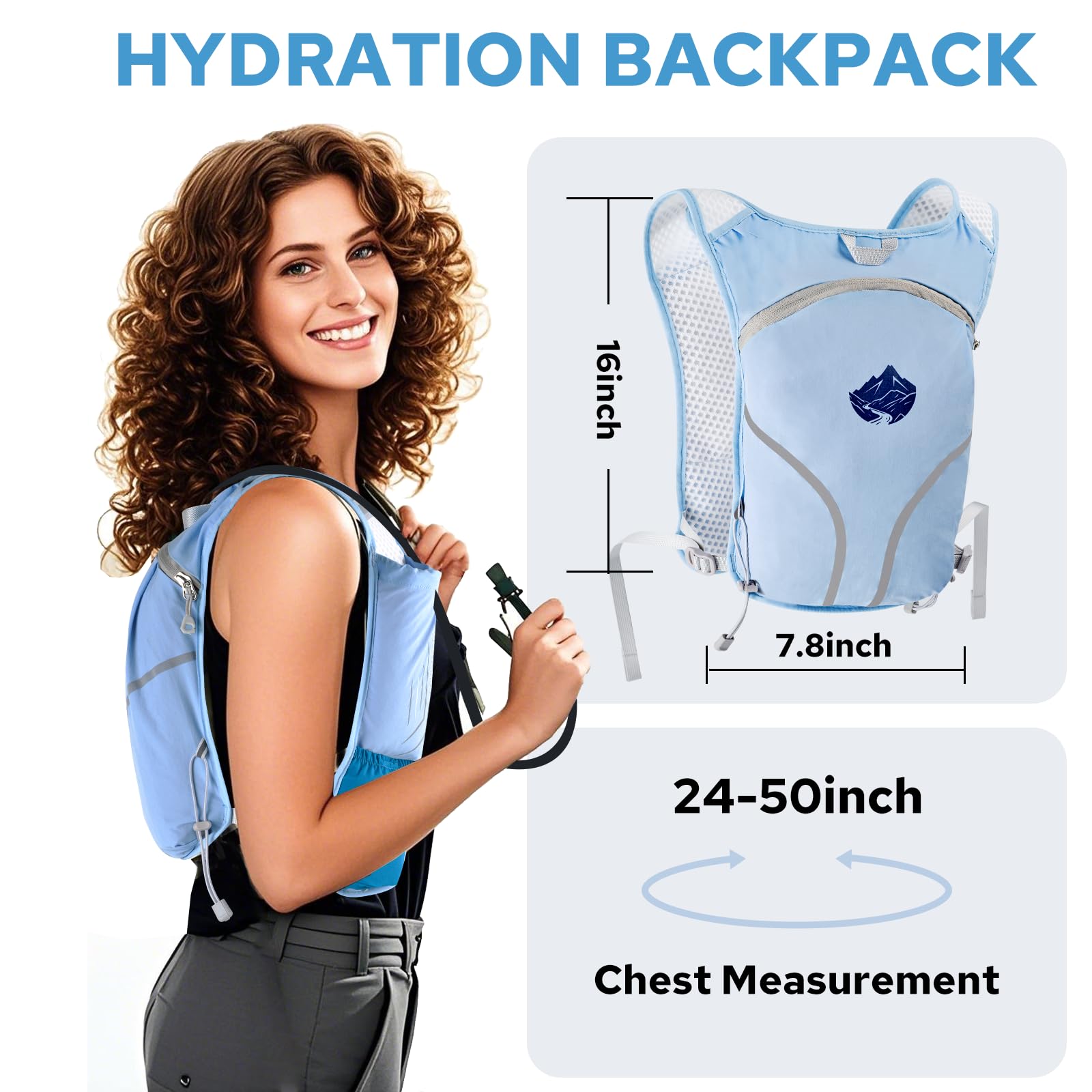 Lightweight Adjustable Hydration Backpack for Women & Men - 500ml TPU Soft Flask, Breathable Reflective Running Vest with Large Capacity for Marathon, Cycling, Hiking | Perfect for Outdoor Sports & Fitness Activities