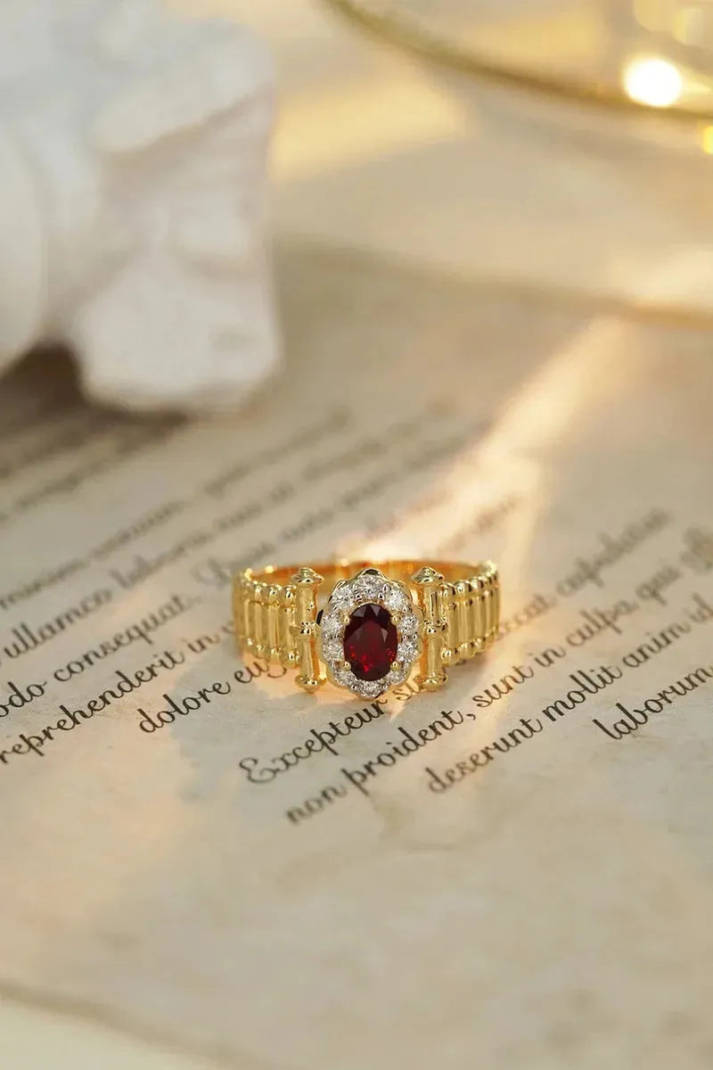18K Yellow Gold Vintage Diamond & Natural Ruby Ring for Women - Luxury Wedding Jewelry, Anniversary Gift, Engagement Ring, Bridal Party Accessory