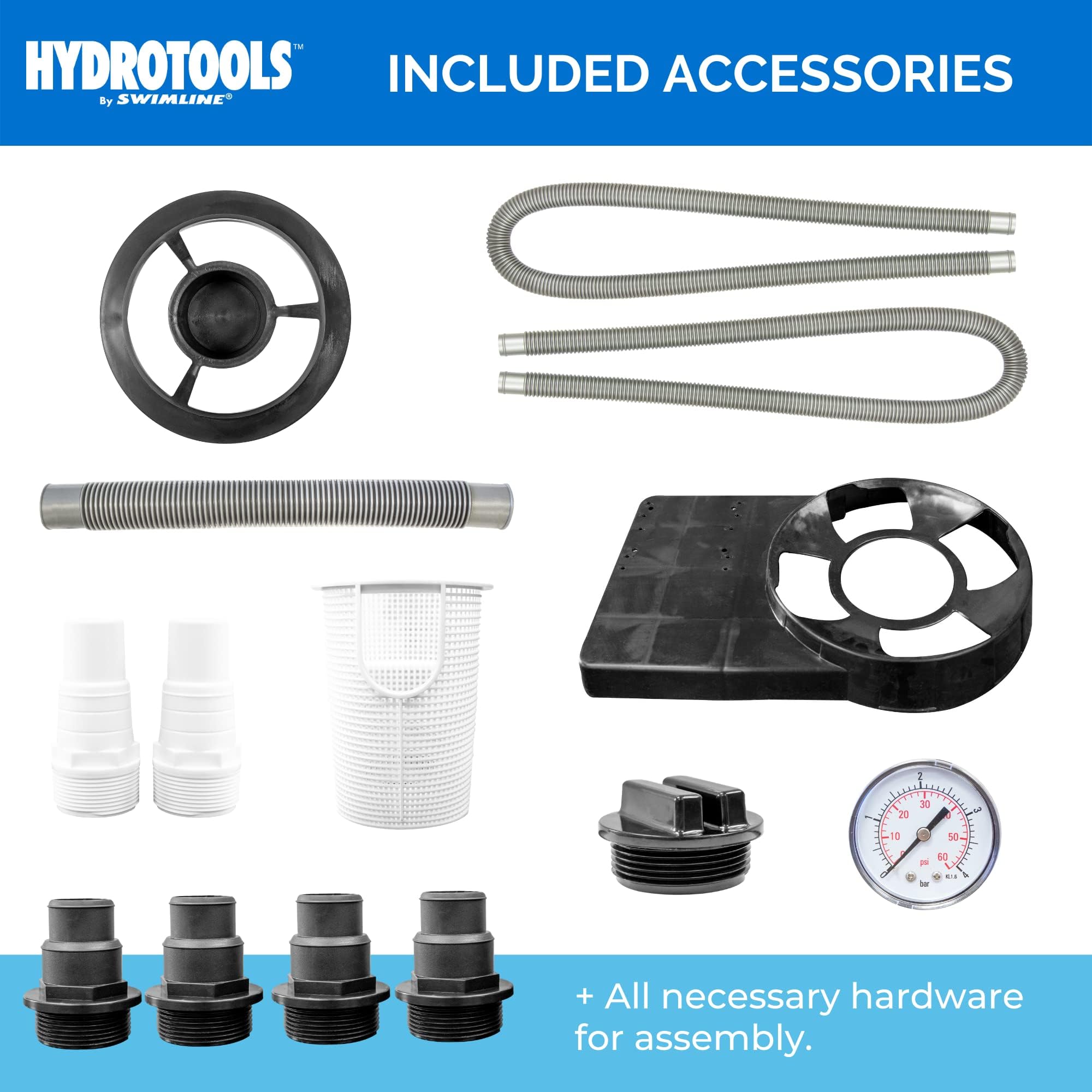 HYDROTOOLS by SWIMLINE 14 Inch Pool Sand Filter Pump - 1/2 HP (0.45 THP) 2400 GPH for Above Ground & Inground Pools Up To 10,500 Gallons | Compatible with Intex & Bestway Pools | Ideal for Pool Cleaning, Maintenance and Water Filtration